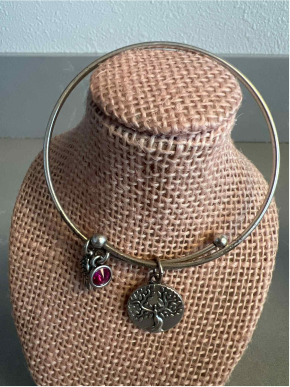 Earth Angel Charm Bangle Bracelet with Wing & Bead Inspirational Jewelry Gift
